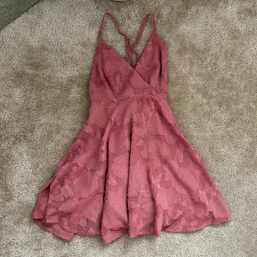 Pink floral mini dress